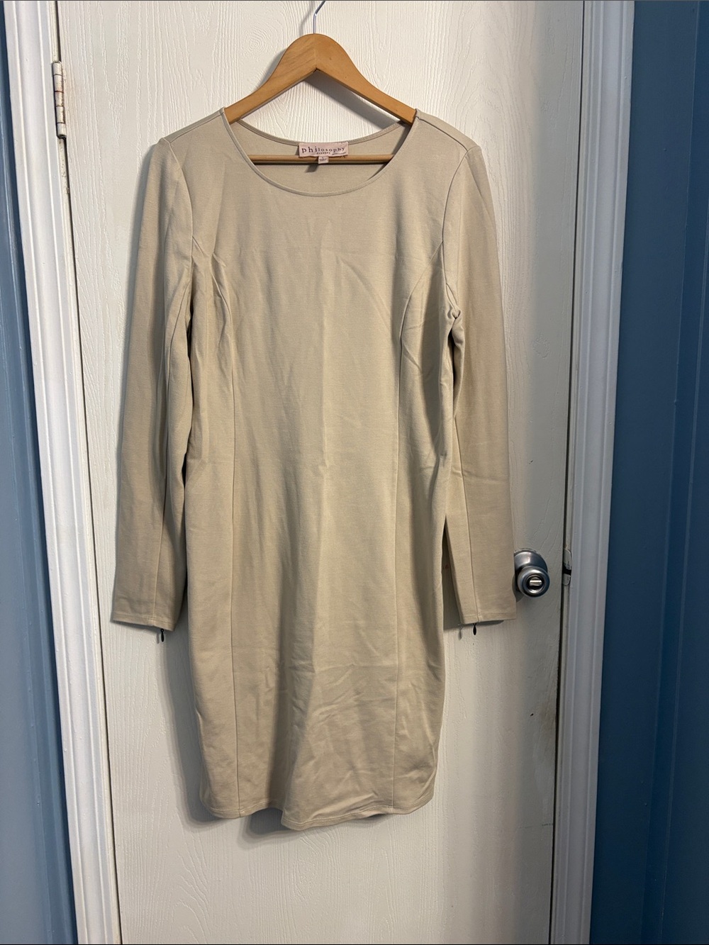 Philosophy Cream Long Sleeve Shift Dress